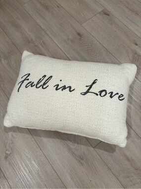 Ivory & Grey “Fall in Love” Decorative Pillow